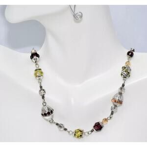 Brighton Jewel Fantasy Multi Color Swarovski Elements Silver Chain Necklace